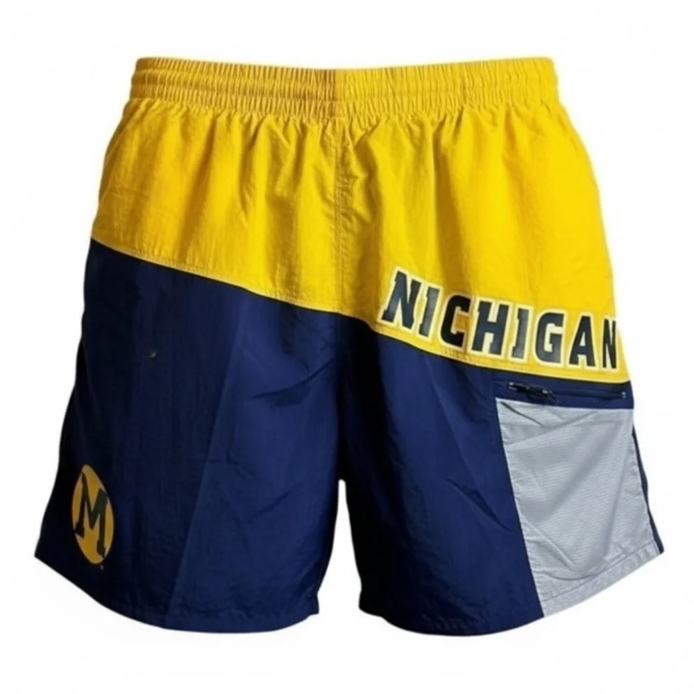 NWT Mitchell & Ness Men’s Michigan Wolverines Yellow Blue Shorts NCAA Lined - XL